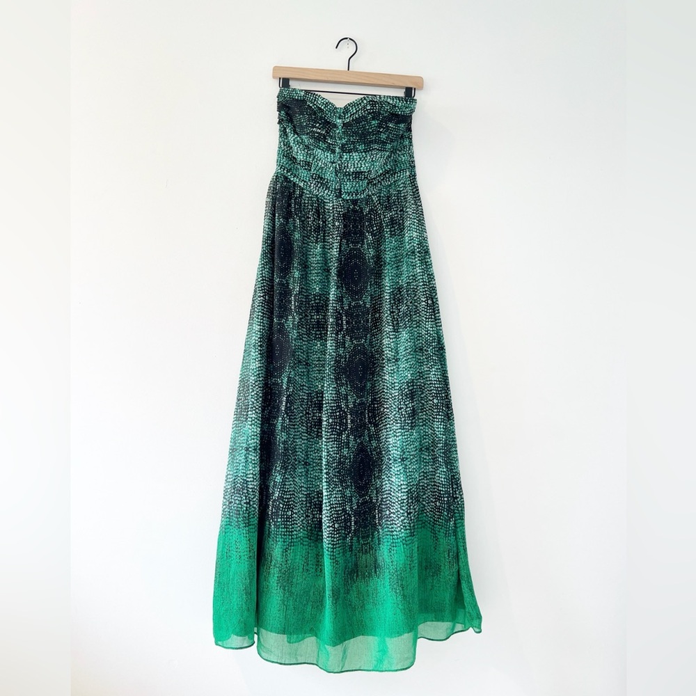 Anthropologie Moulinette Soeurs Vernalis green maxi dress strapless snakeskin 4P - Picture 5 of 16